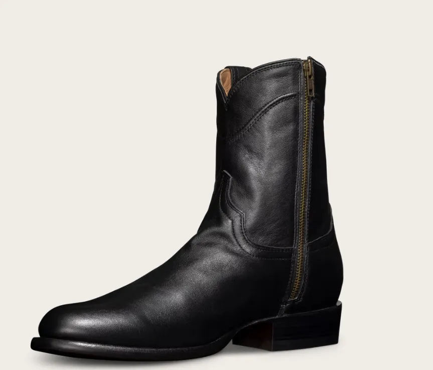 10014-MID MEN'S TECOVAS The Dean Midnight Cowhide Western Zip Boot Dress Slipper Shoes
