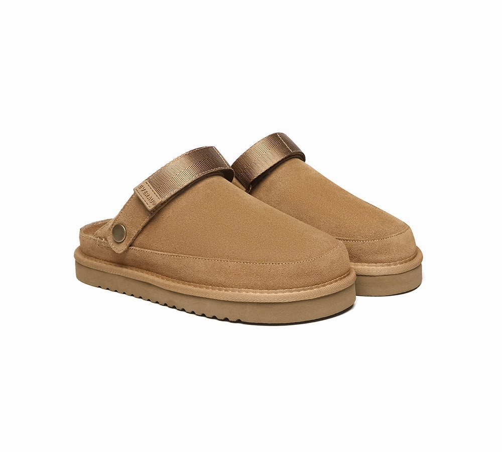 Slippers High Arches Adjustable Strap Slip-on Flats Cow Suede Upper Sandals Slippers Sierra