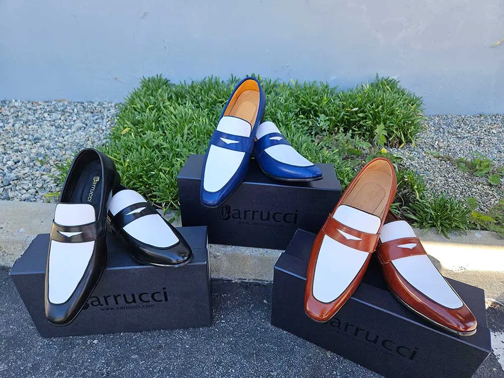 Wearing Loafers Without Contrast Two Tone Penny Loafer