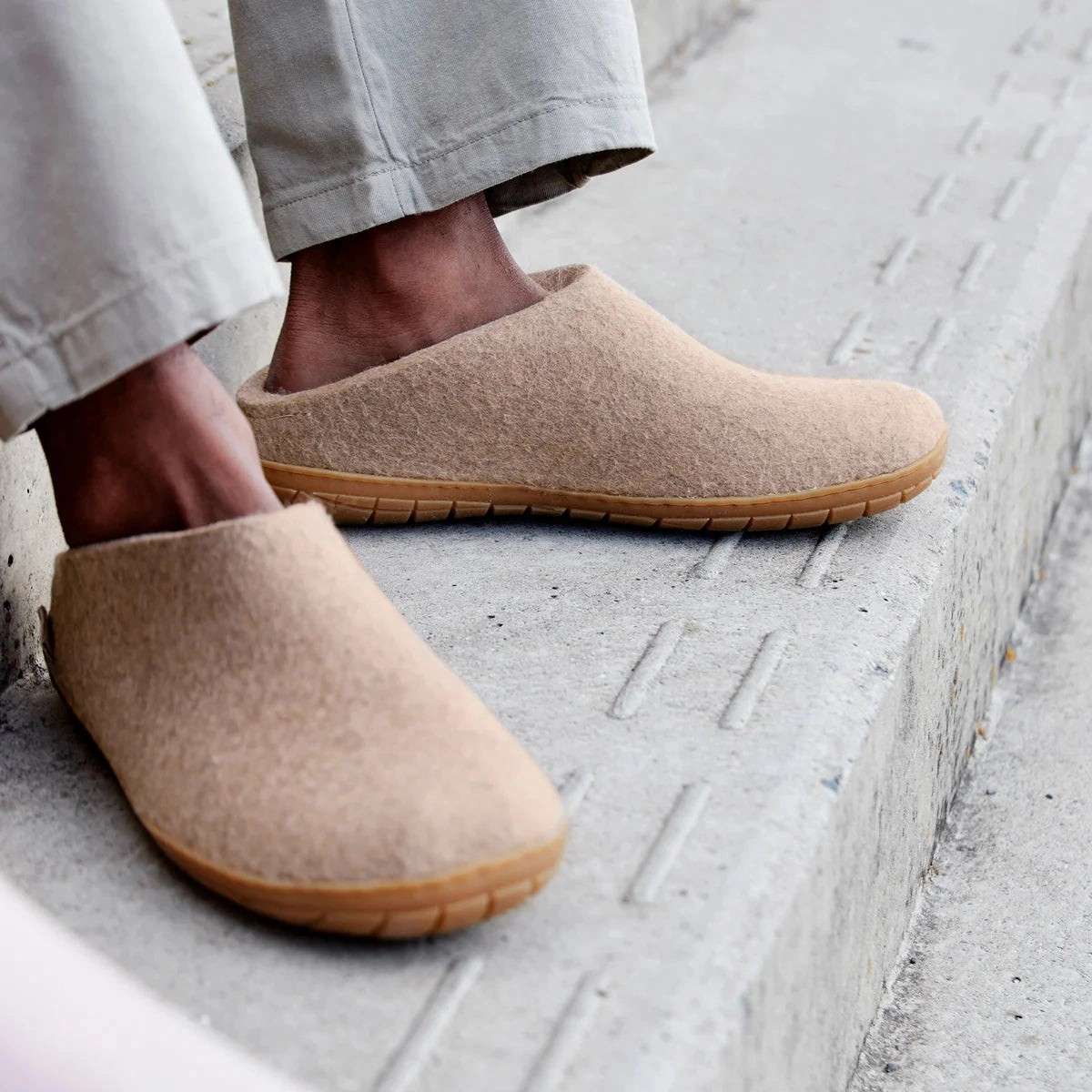 High Arch Slippers Glerups Slipper: Slip On, Sand, Honey Rubber Sole