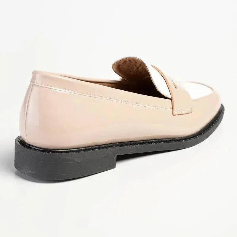 Crepe Sole Brogues Madison Bliss 2 Tone Slip On Loafers - Nude / White