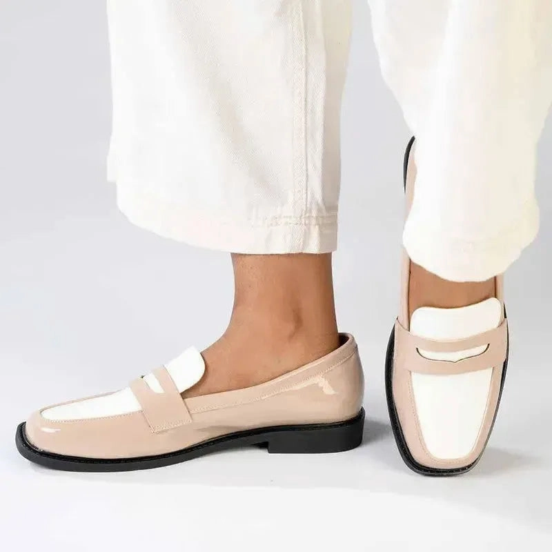 Brown Brogues White Sole Madison Bliss 2 Tone Slip On Loafers - Nude / White