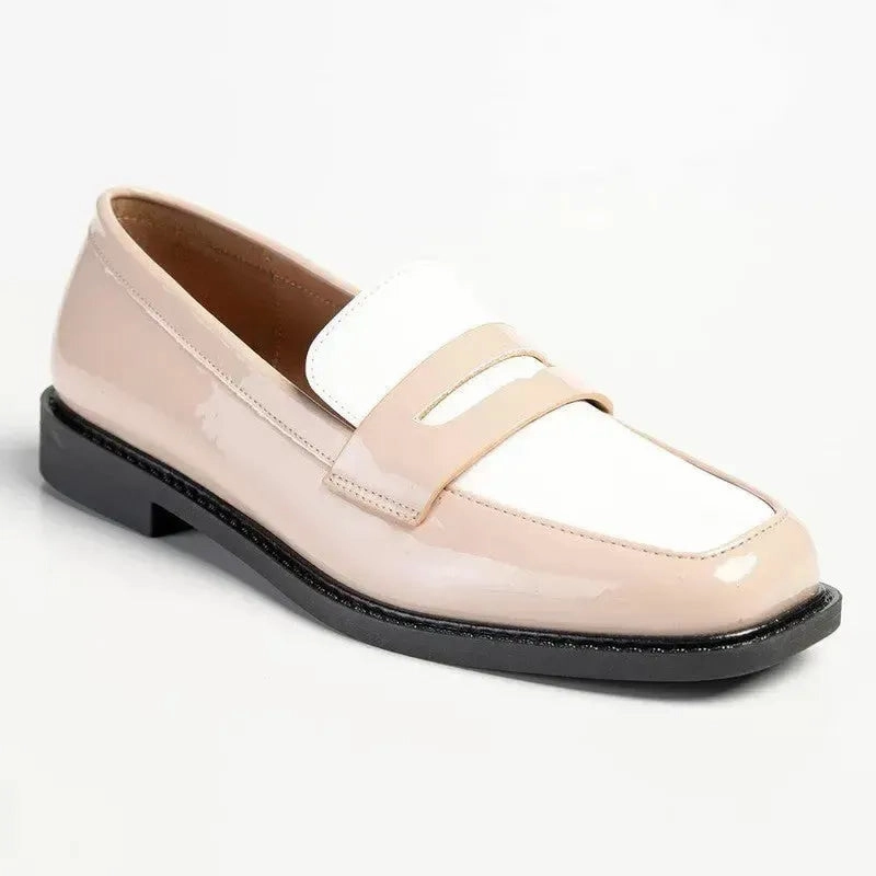 Madison Bliss 2 Tone Slip On Loafers - Nude / White Day Brogues
