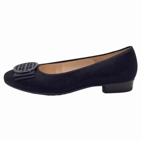 Flat Derby Shoes Ara Bambi Black Puntikid Suede Flat (Women's)