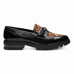 Ara Women's Camellia Black Patent/Leopard Timberland Platform Loafers