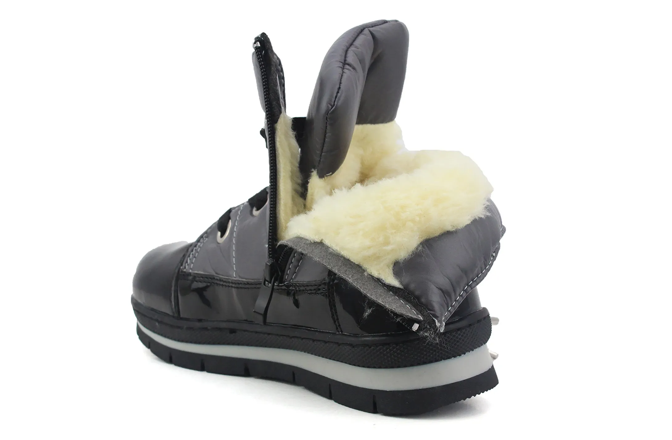 B0407 Womens Thermal Faux Fur Thick Ankle Snow Boots in Grey Work Boots At Boot Barn