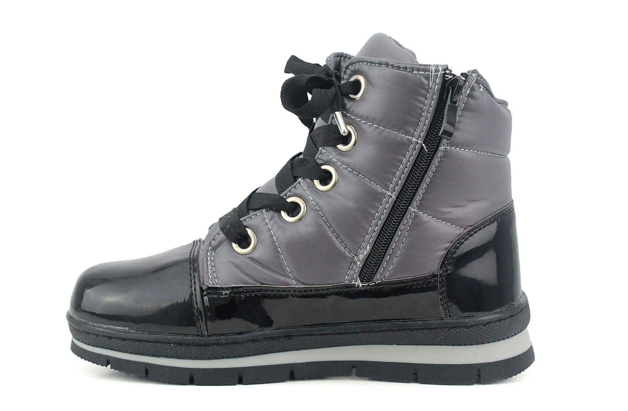 Ankle Lace Up Boots B0407 Womens Thermal Faux Fur Thick Ankle Snow Boots in Grey