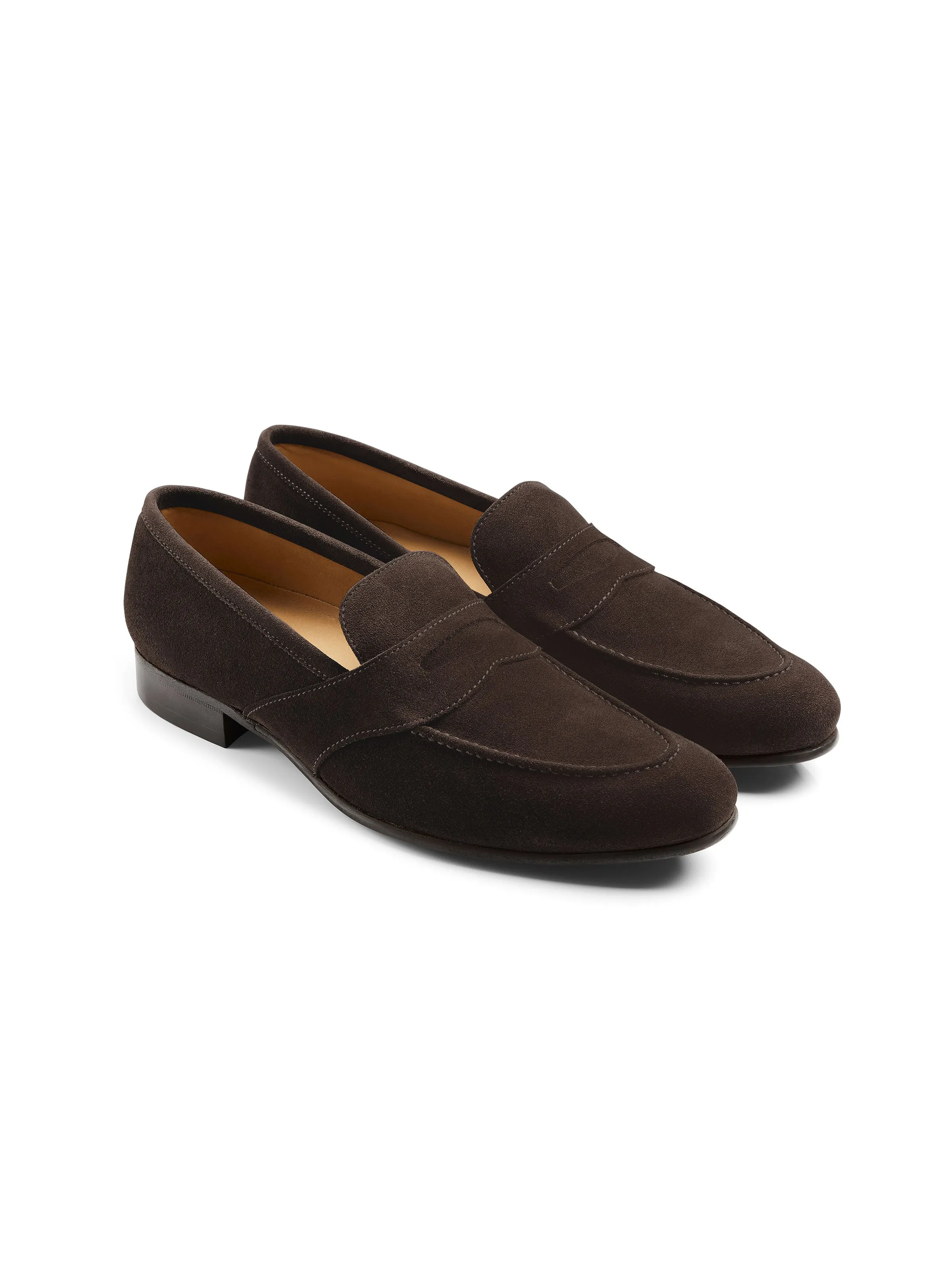 Balmoral - Chocolate Suede Mid Heel Loafers