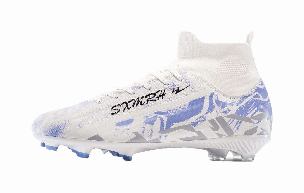 High Top Soccer Cleats Indoor Binary FG Soccer Cleats - Firm Ground Football Boots with Cushioning Lightweight & Abrasion Resistant Unisex White