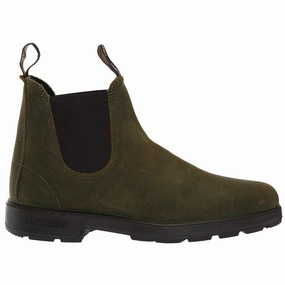 Blundstone 1615 Suede Unisex Ankle Dark Olive Boots Chelsea Boots With Trim