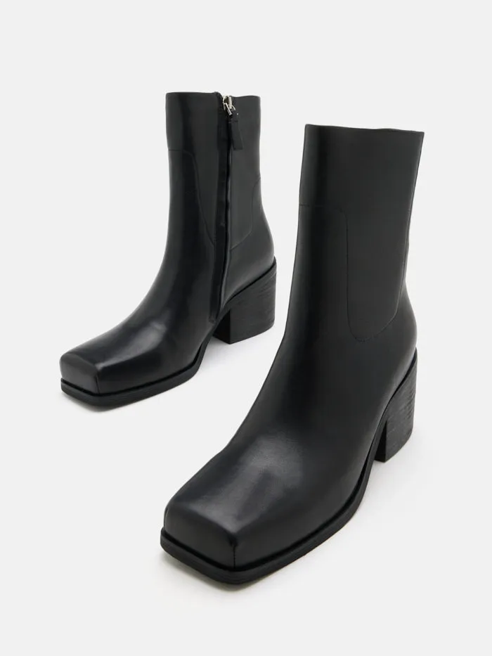 Lace Up Cowgirl Boots Eden Square Toe Leather Ankle Boots