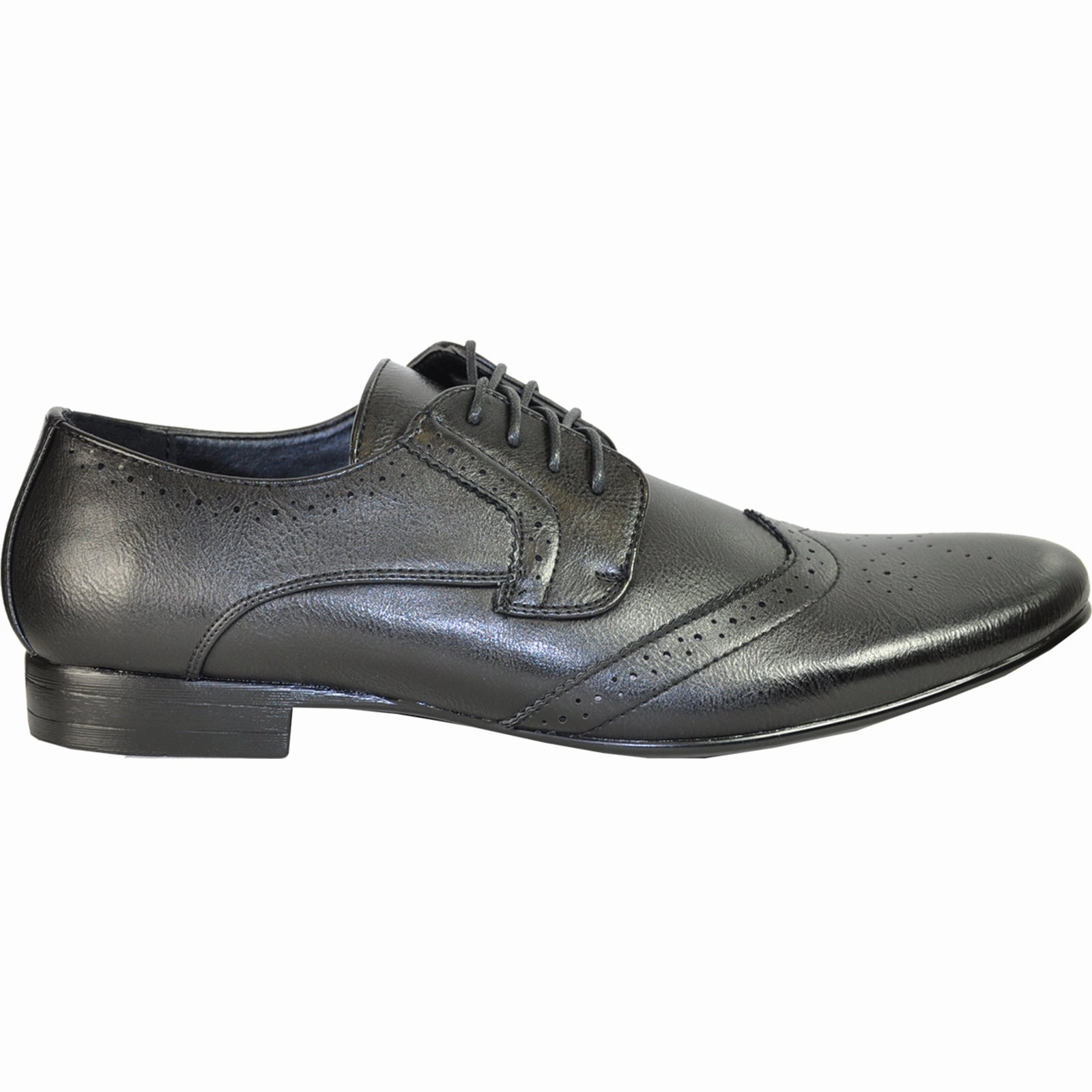 BRAVO Men Dress Shoe KLEIN-4 Wingtip Oxford Shoe Black Hubbard's Off Main Oxford Al