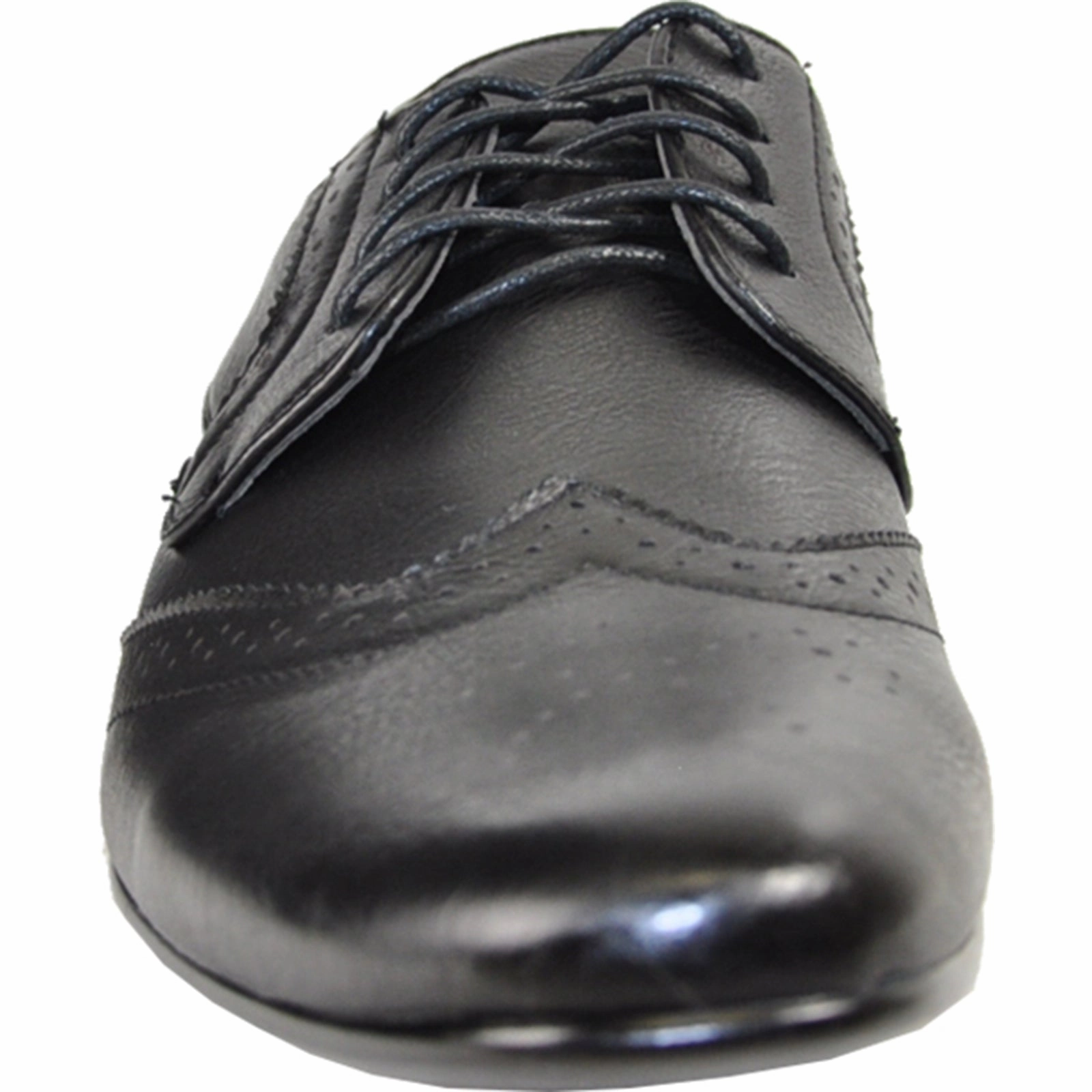 BRAVO Men Dress Shoe KLEIN-4 Wingtip Oxford Shoe Black Leather