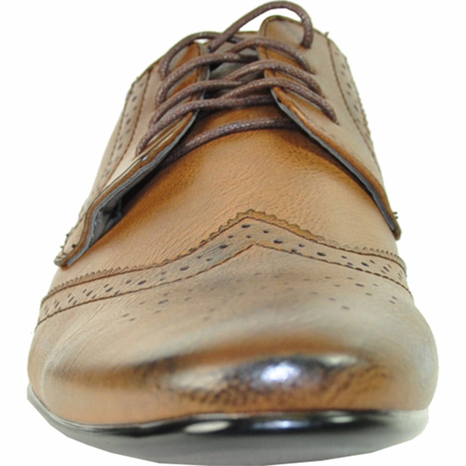 BRAVO Men Dress Shoe KLEIN-4 Wingtip Oxford Shoe Brown Cedric Dress Lace-up Almond Toe Oxfords