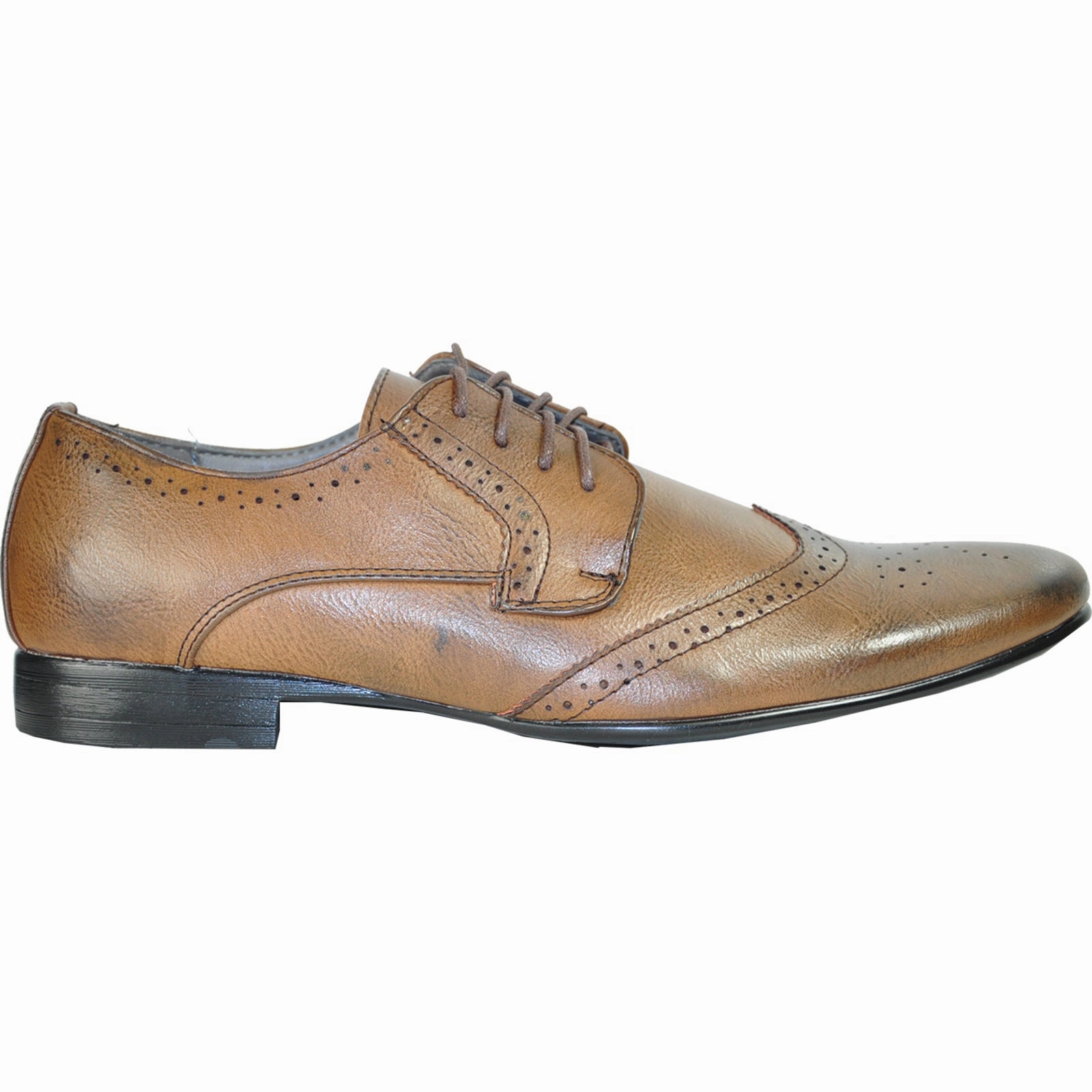 BRAVO Men Dress Shoe KLEIN-4 Wingtip Oxford Shoe Brown Comfortable Tuxedo Oxfords