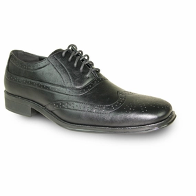 BRAVO Men Dress Shoe MILANO-1 Wingtip Oxford Shoe Black 2 Zerogrand Stitchlite Oxford