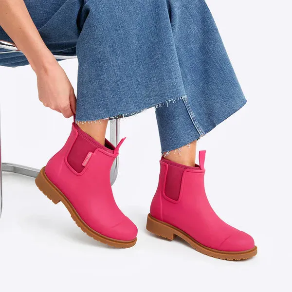 Bobbi Wellington Boot - Fuchsia Pink Boots With Straps