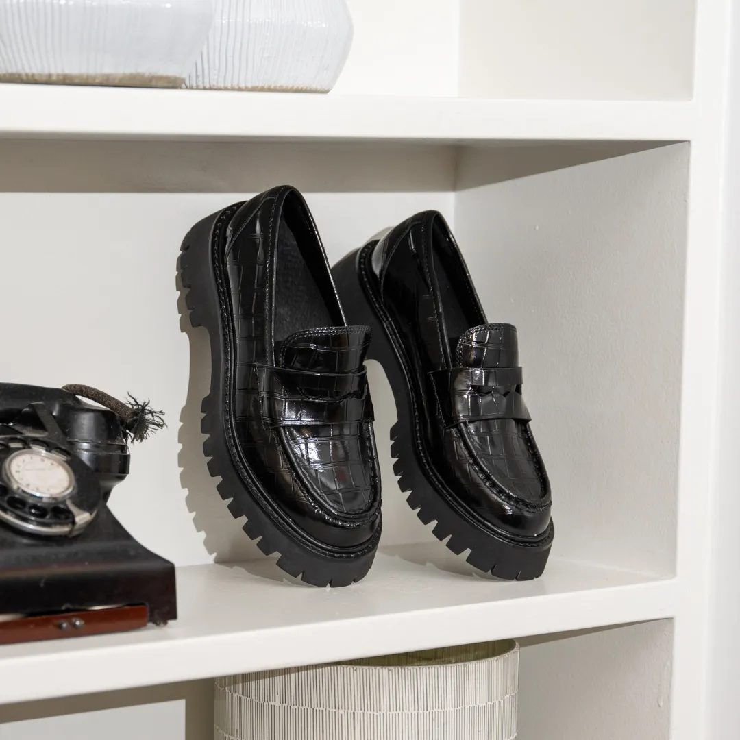 Maritime Loafer Black Croc Chunkt Loafers