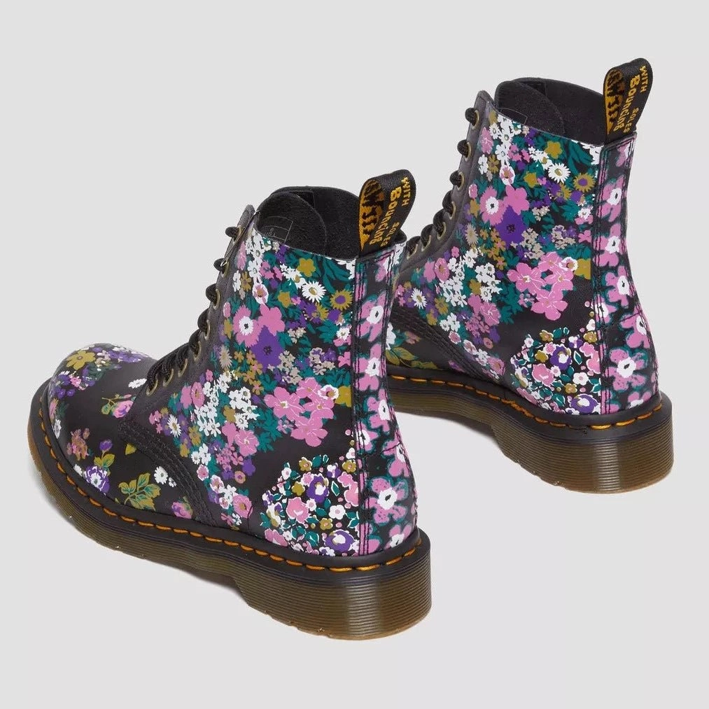 Dr. Martens Women's 1460 Pascal - Black Multi Vintage Floral Backhand Dress Shoes For A Wedding