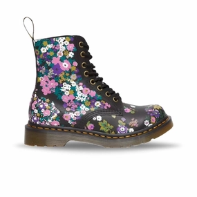 Dr. Martens Women's 1460 Pascal - Black Multi Vintage Floral Backhand Dress Shoes With Casual Wear