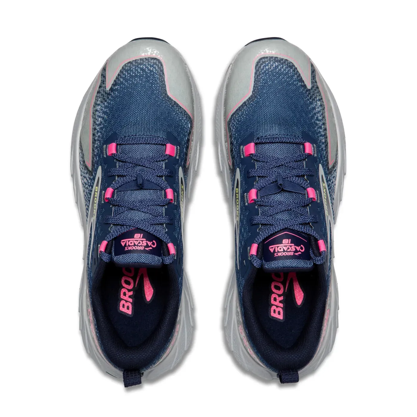 Brooks Cascadia 18 Ladies Trail Running Shoe (Oceana/Pearl Blue/Pink) Lacing Running Shoes