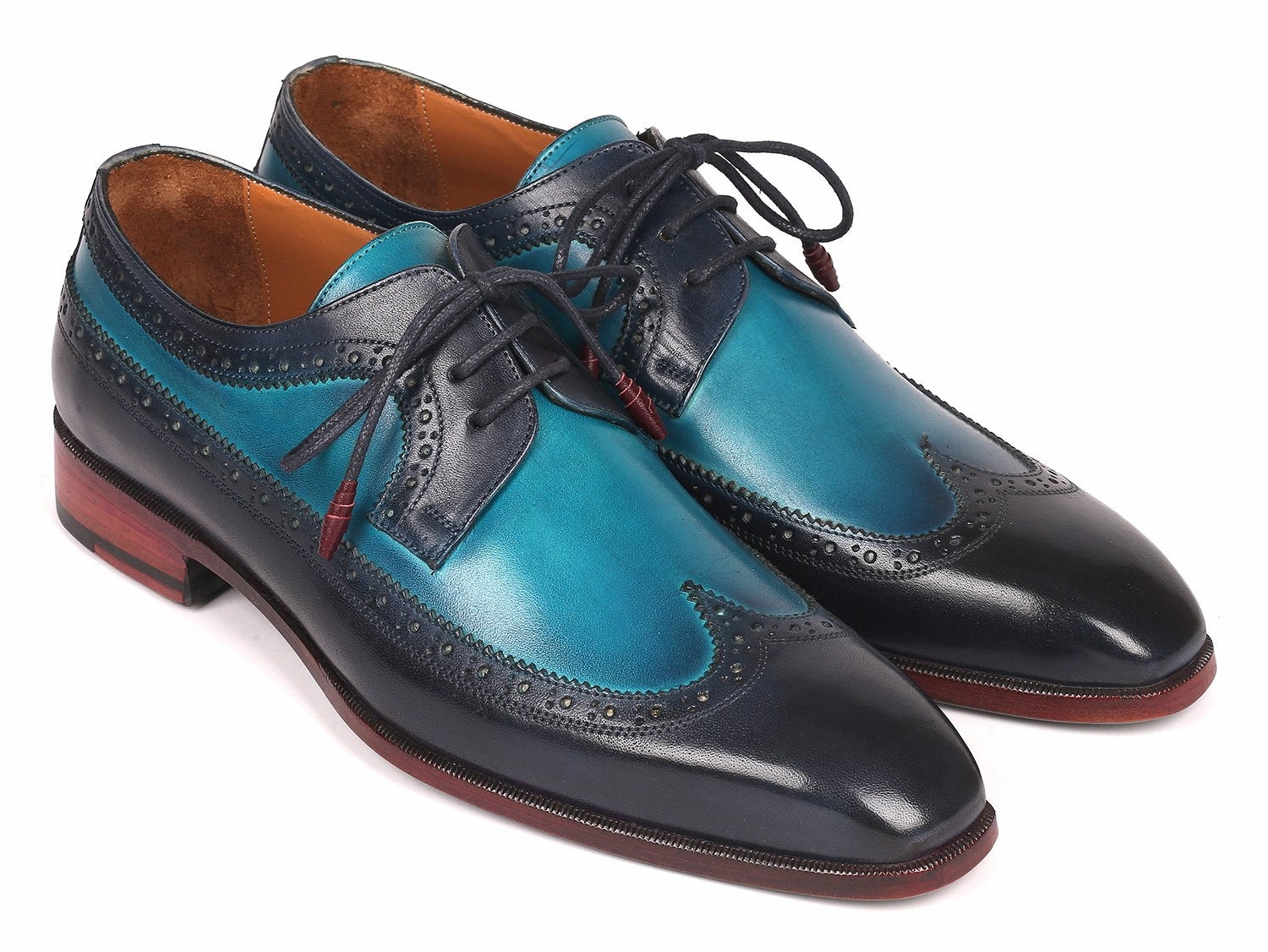 Mr Derby Shoes Paul Parkman Men's Wingtip Derby Shoes in Blue Dual Tone