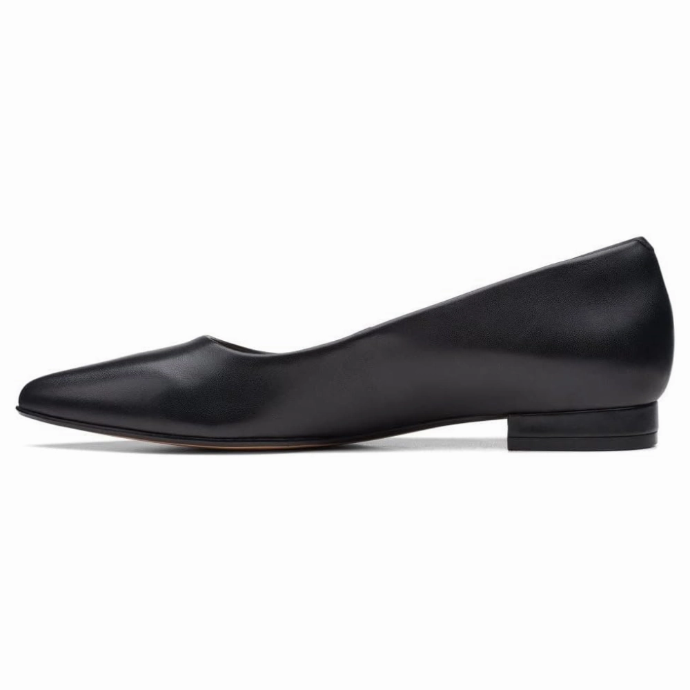 With Good Support For Flat Feet Clarks Laina15 Step Black Leather Flat (Women's)