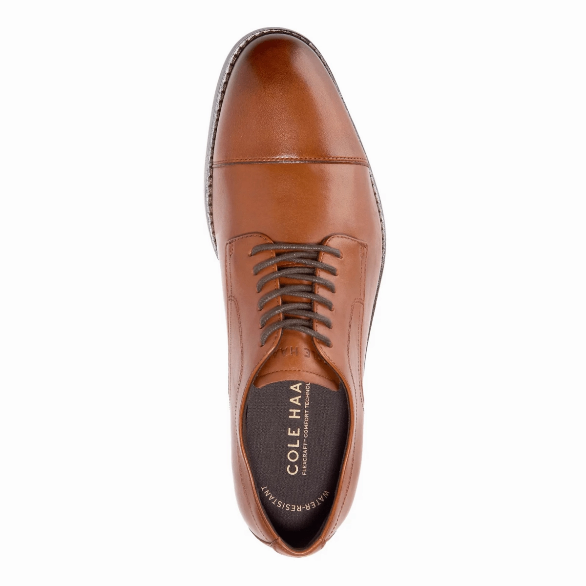 Cole Haan Men's Harmon Grand Cap Toe Oxford British Tan/Dark Brown Leather Oxfords Not Brogues Gif