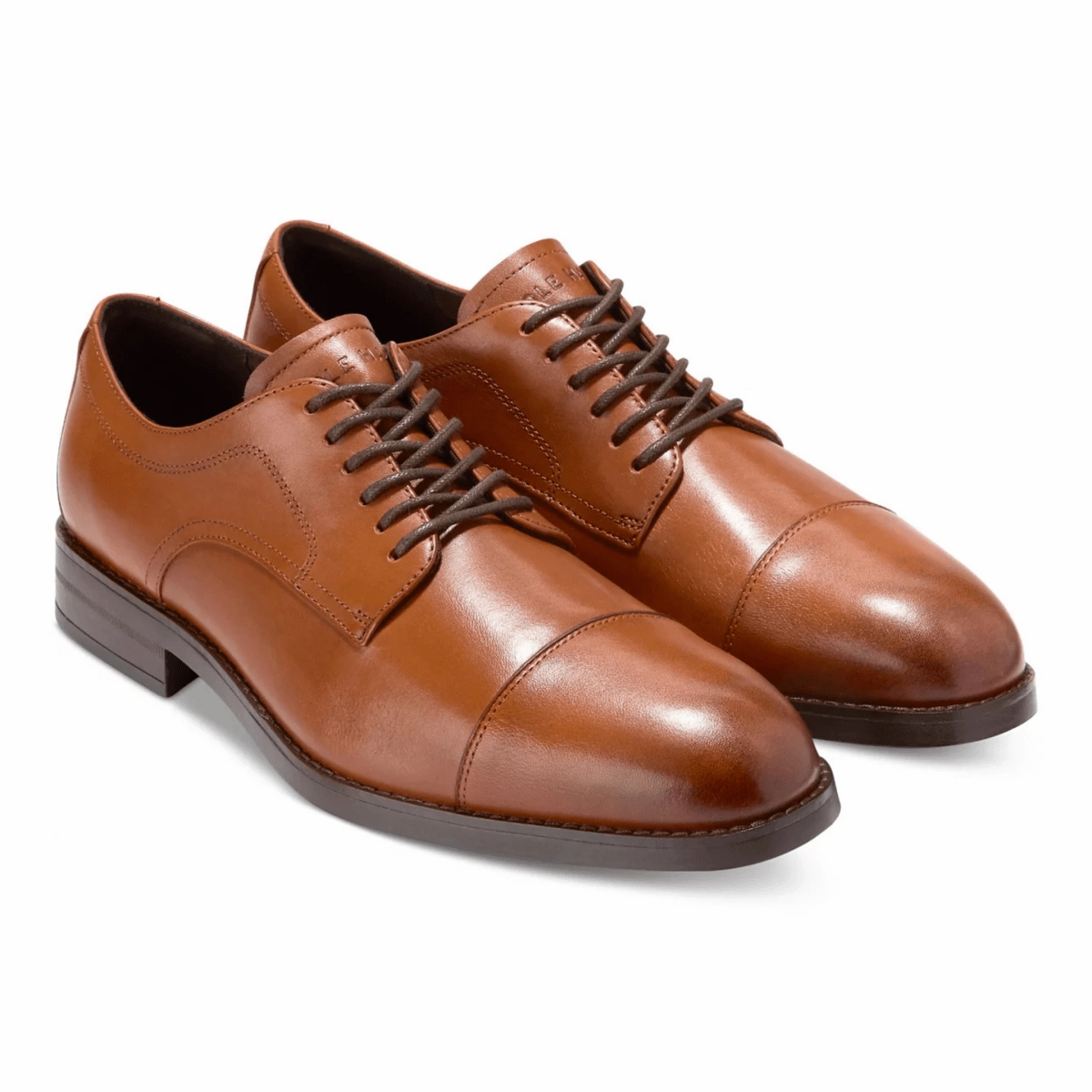 Shiny Oxfords Loafers Cole Haan Men's Harmon Grand Cap Toe Oxford British Tan/Dark Brown Leather