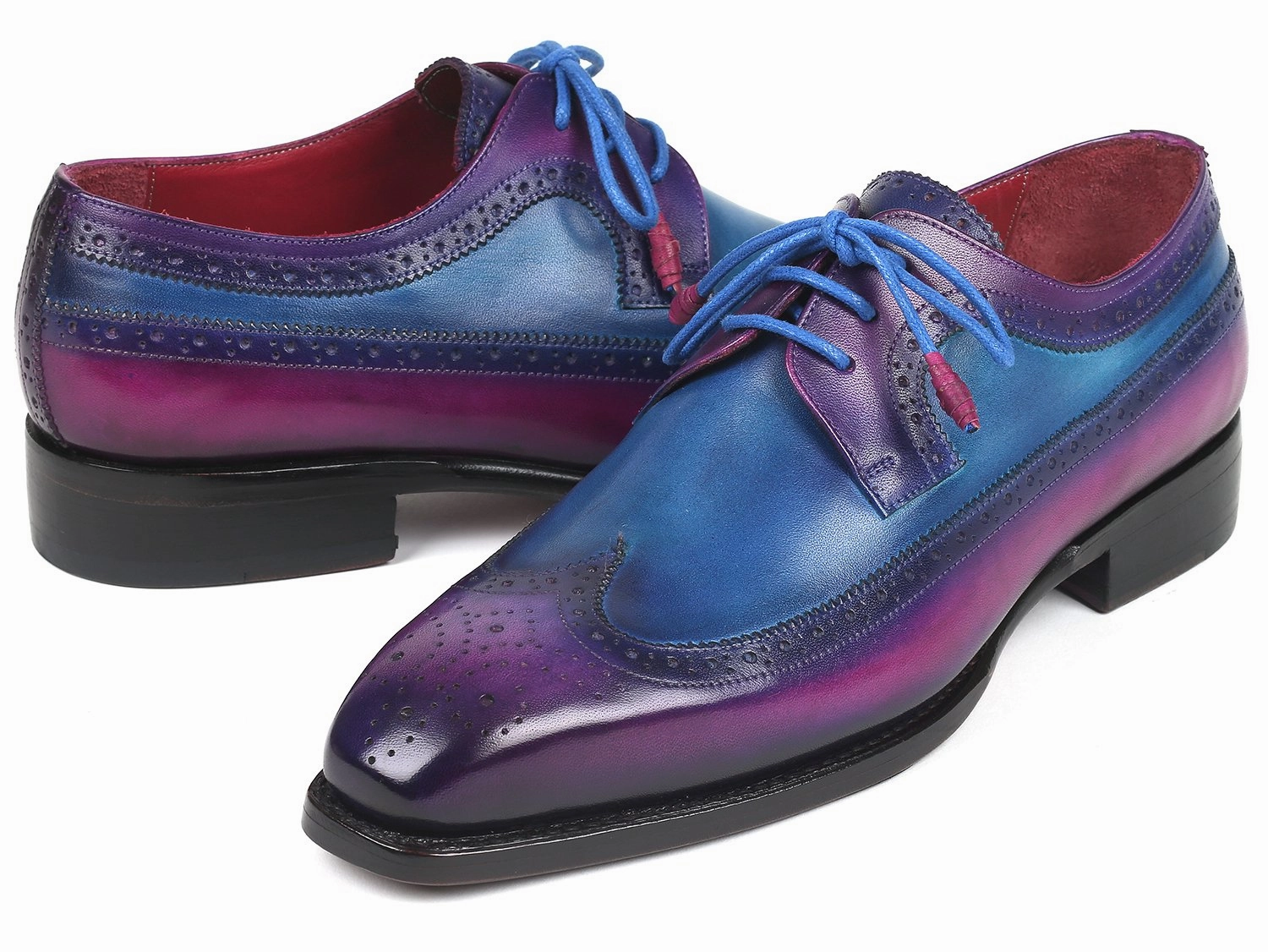 Brown Suede Derby Shoes Paul Parkman Goodyear Welted Wingtip Derby Shoes in Purple and Blue