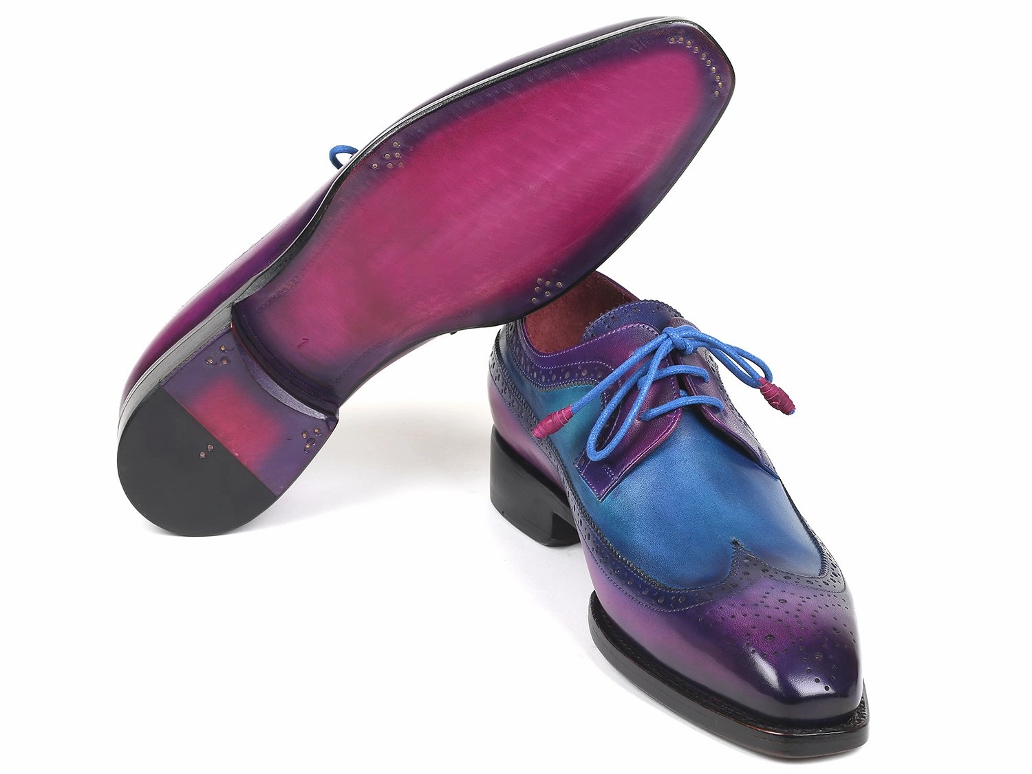 Paul Parkman Goodyear Welted Wingtip Derby Shoes in Purple and Blue Lace Up Bridal Shoes