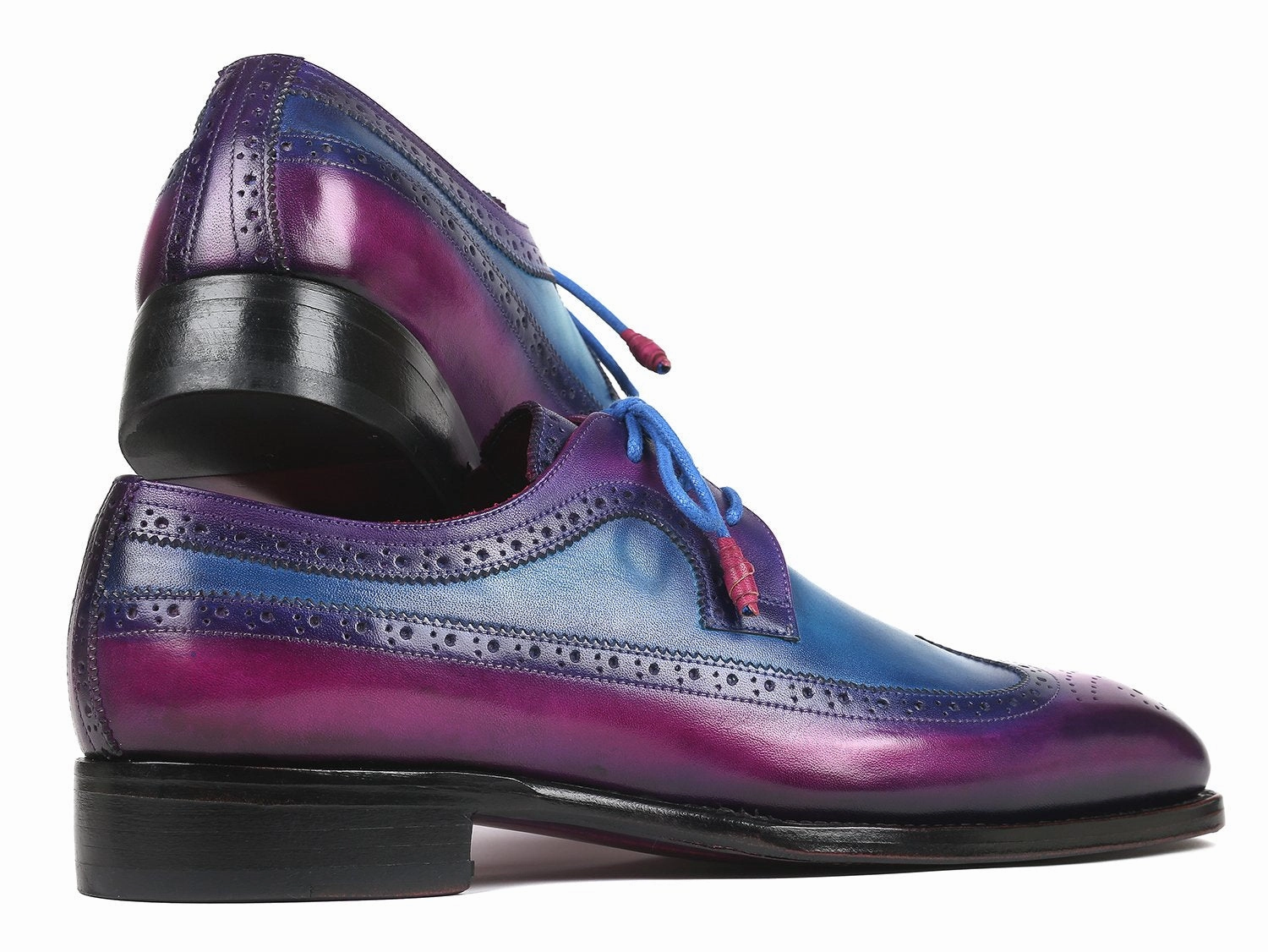 Schutz Shoes Lace Up Paul Parkman Goodyear Welted Wingtip Derby Shoes in Purple and Blue