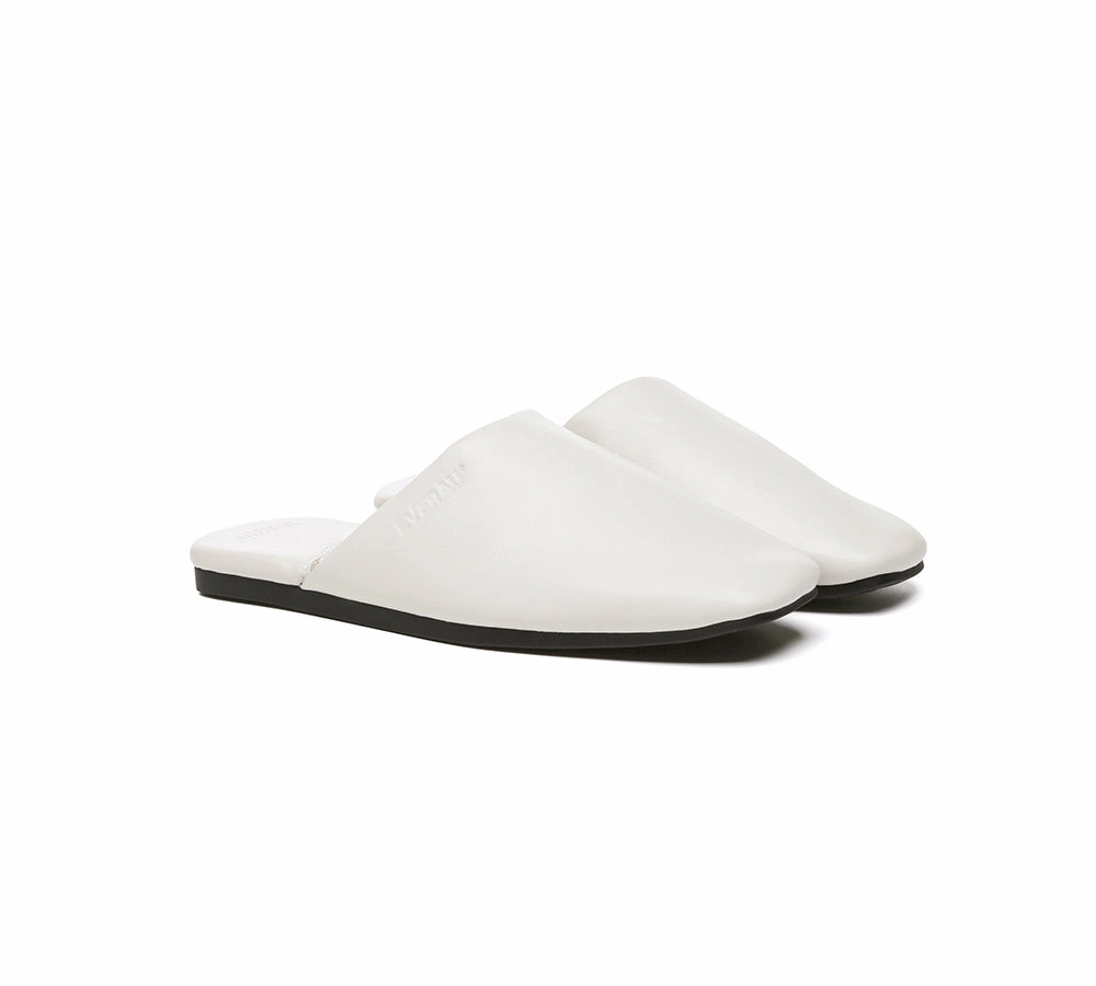 Women Slides Leather Flat Wafaa Platform Closed Toe Espadrille