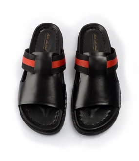Bologna Leather Slippers - Black Animal House Slippers