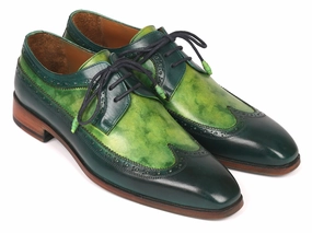 Paul Parkman Men's Wingtip Derby Shoes in Green Dual Tone Emporio Armani Lace Up Shoes