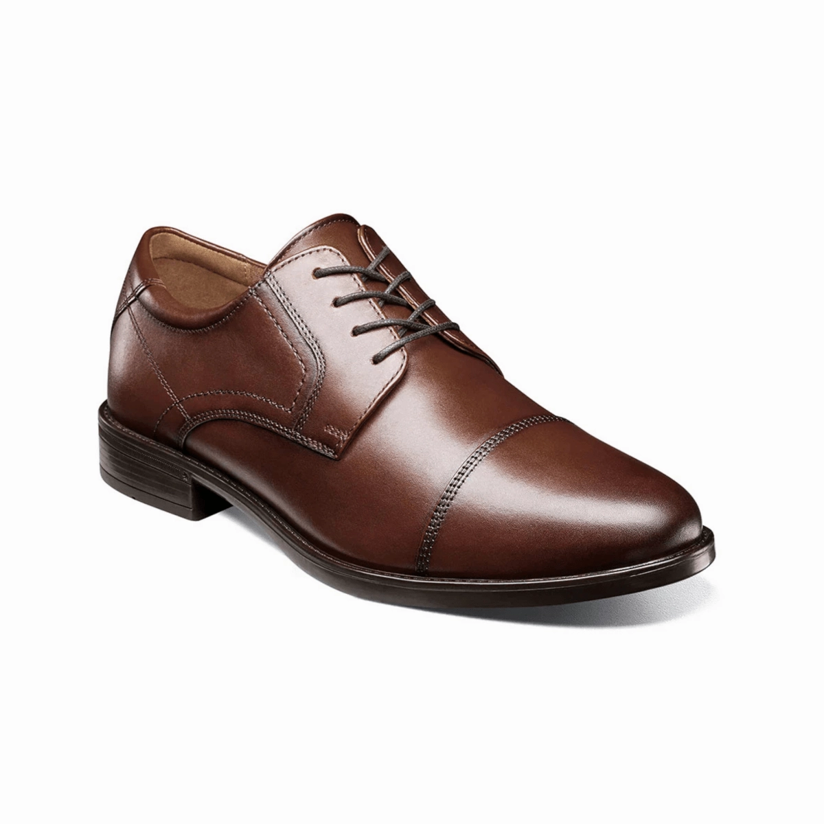 Florsheim Men's Midtown Cap Toe Oxford Cognac Leather 1461 Bex Woven Oxfords