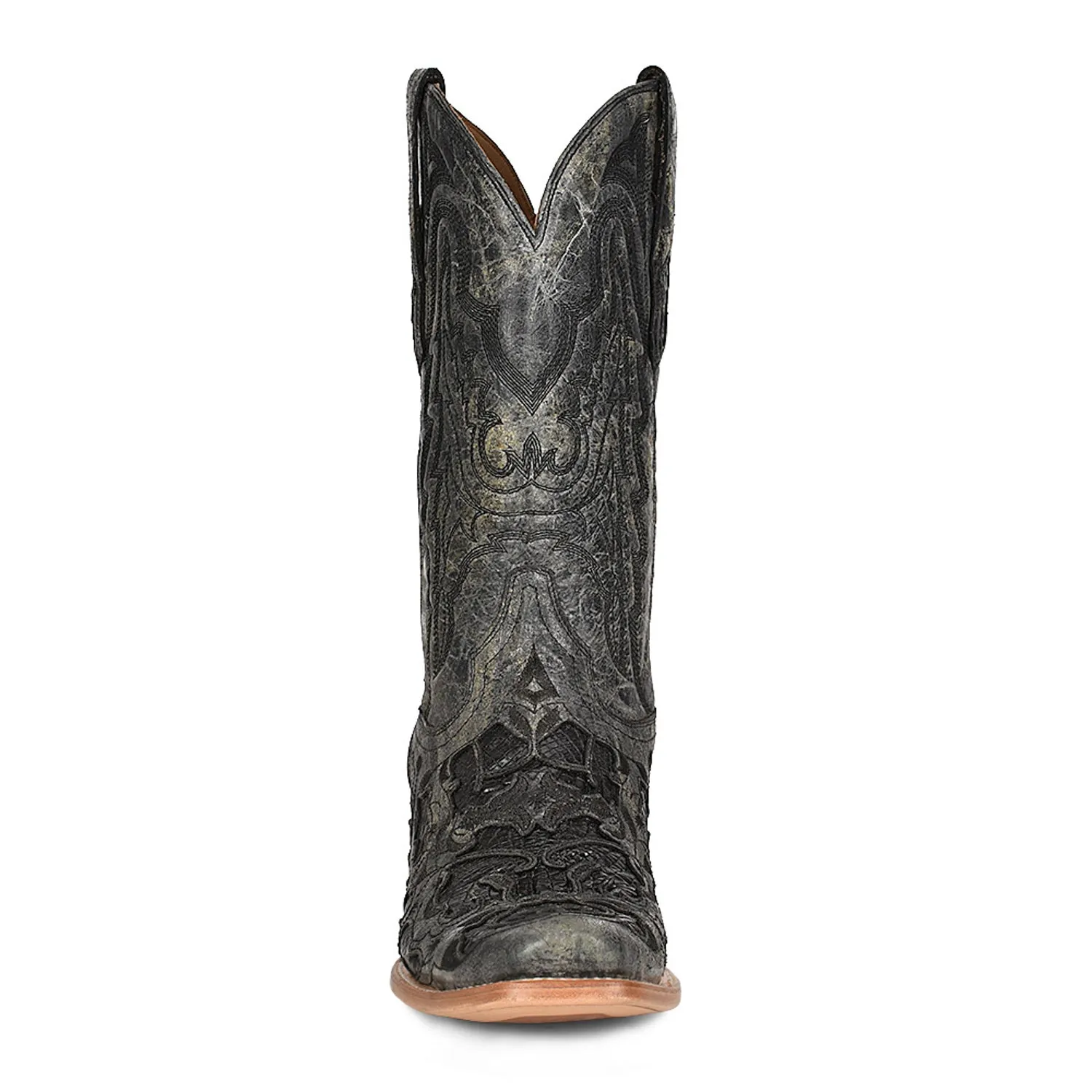 Rain And Snow Boots Corral Womens Inlay Horseman Toe Black Alligator Leather 12.5in Cowboy Boots