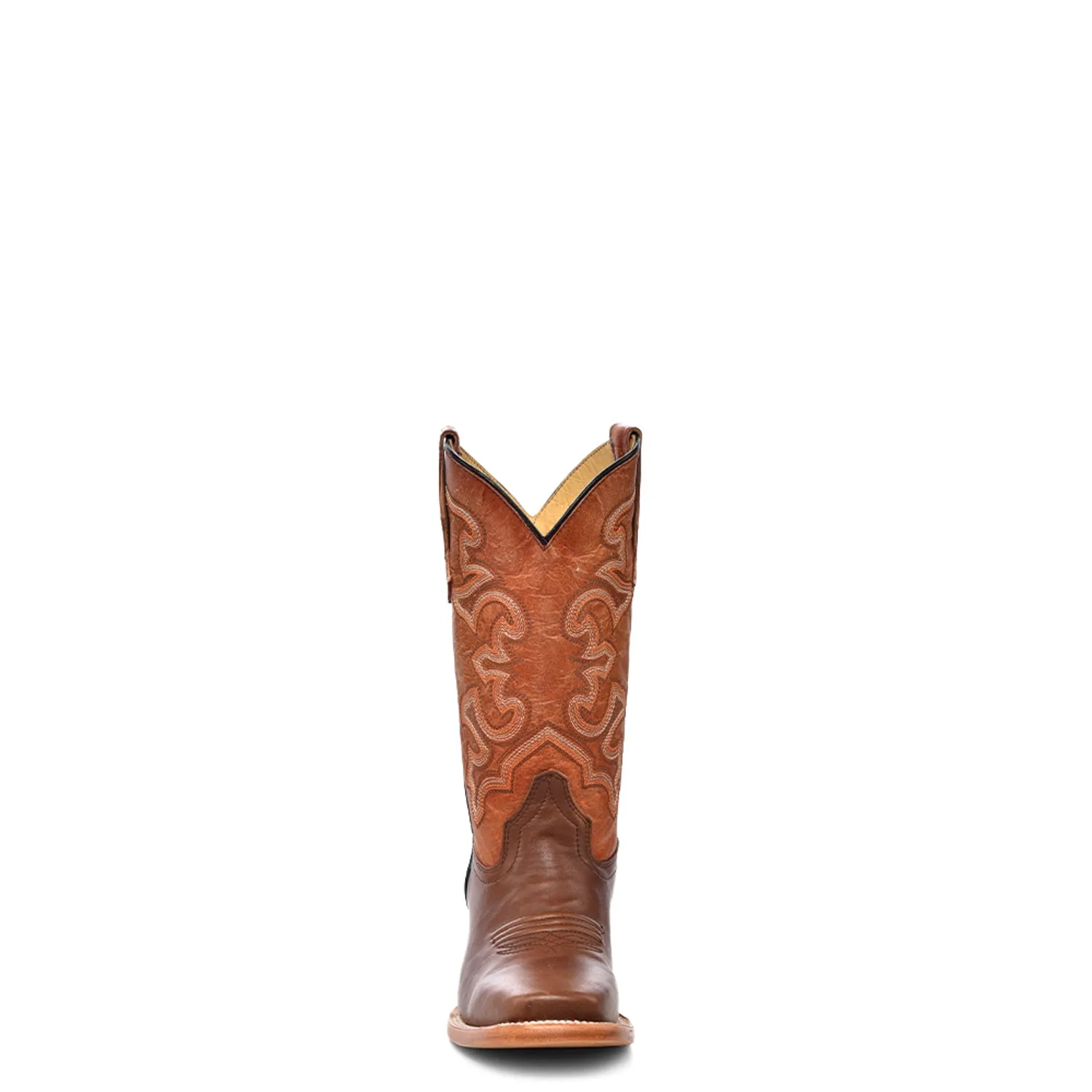 Burton Boa Boots Corral Youth Girls Teen Orange Embroidery Square Brown Cowhide Cowboy Boots