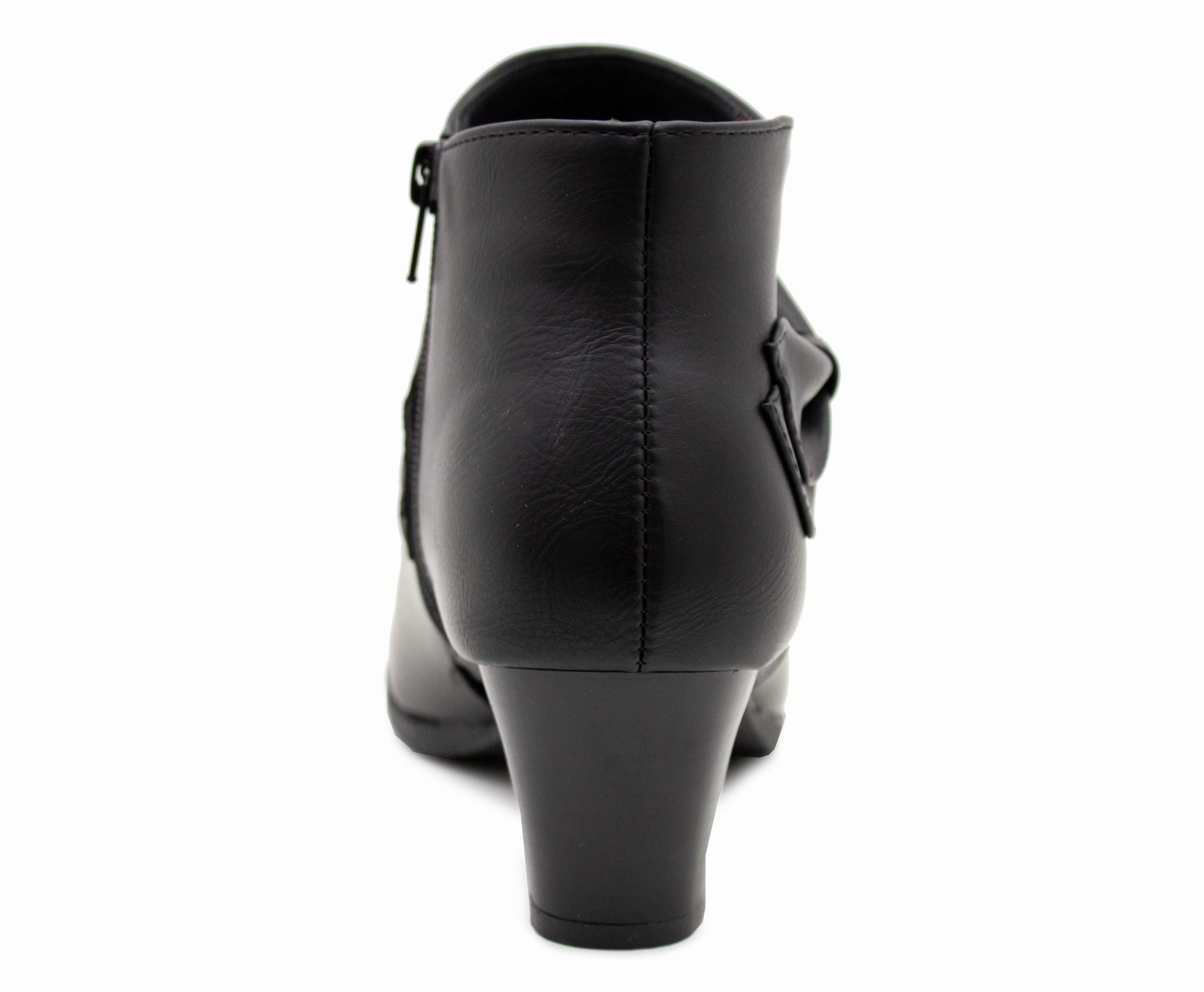 Knee High Pointed Toe Boots Cushion Walk Womens Ankle Boots Black Bow Mid Heel Zip Up Formal Office Trouser Shoes