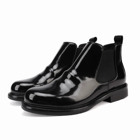 Genuine Shell Cordovan Leather  Martin Boots Round Toe Skirts With Loafers