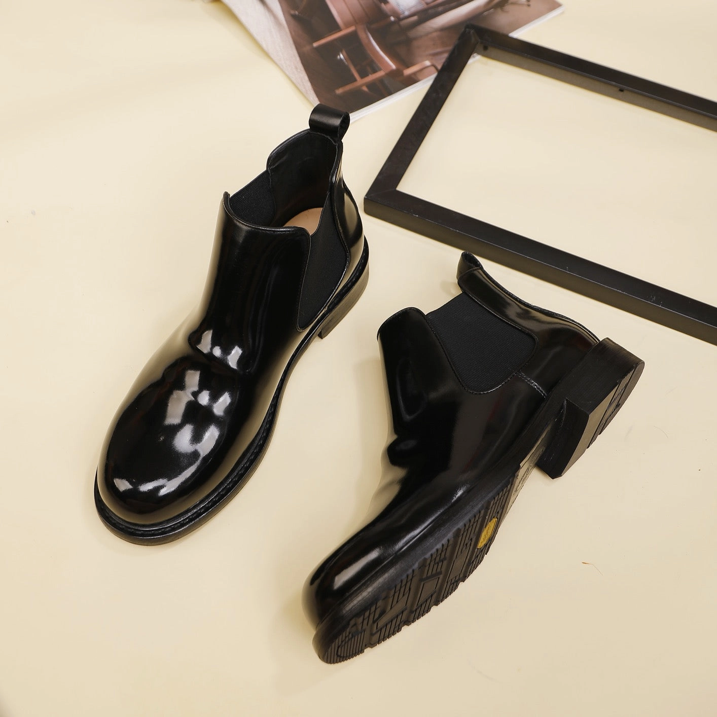 Genuine Shell Cordovan Leather  Martin Boots Round Toe Sherpa Loafers