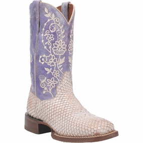 Dan Post Women's Boot - White Sands (White/Blue) - DP4993 Dress Shoes For Hammertoes