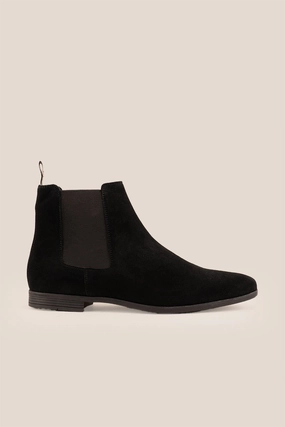 Darwin Black Suede Chunky Chelsea Heel Boots