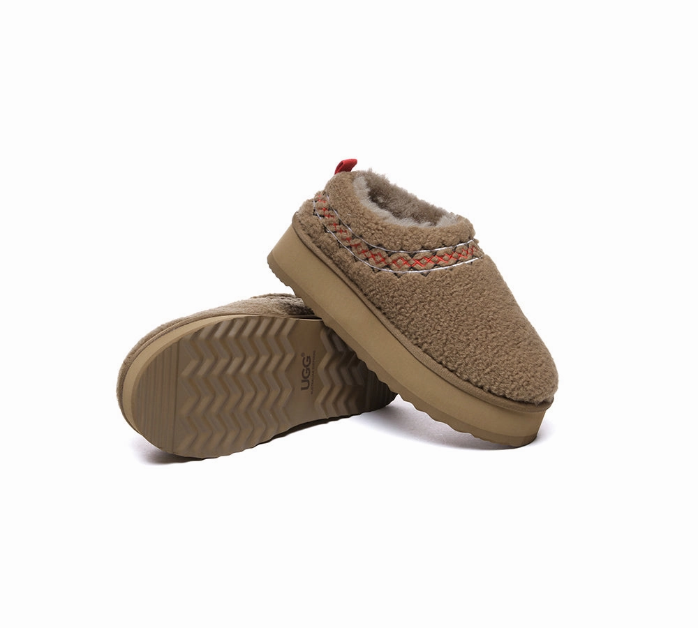 Bombas Gripper Slippers UGG Slippers Sheepskin Wool Plush Ankle Platform Madge