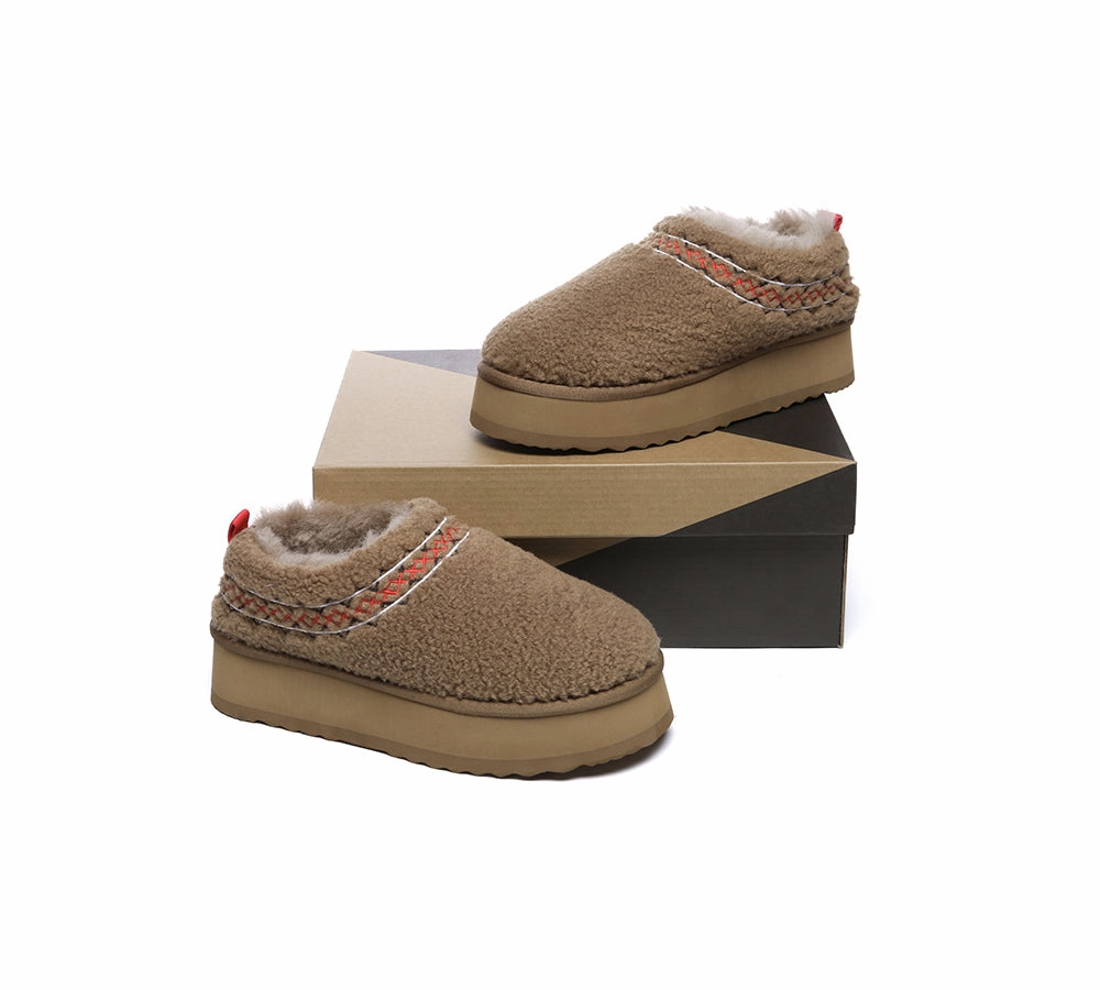 UGG Slippers Sheepskin Wool Plush Ankle Platform Madge Sequin Slippers