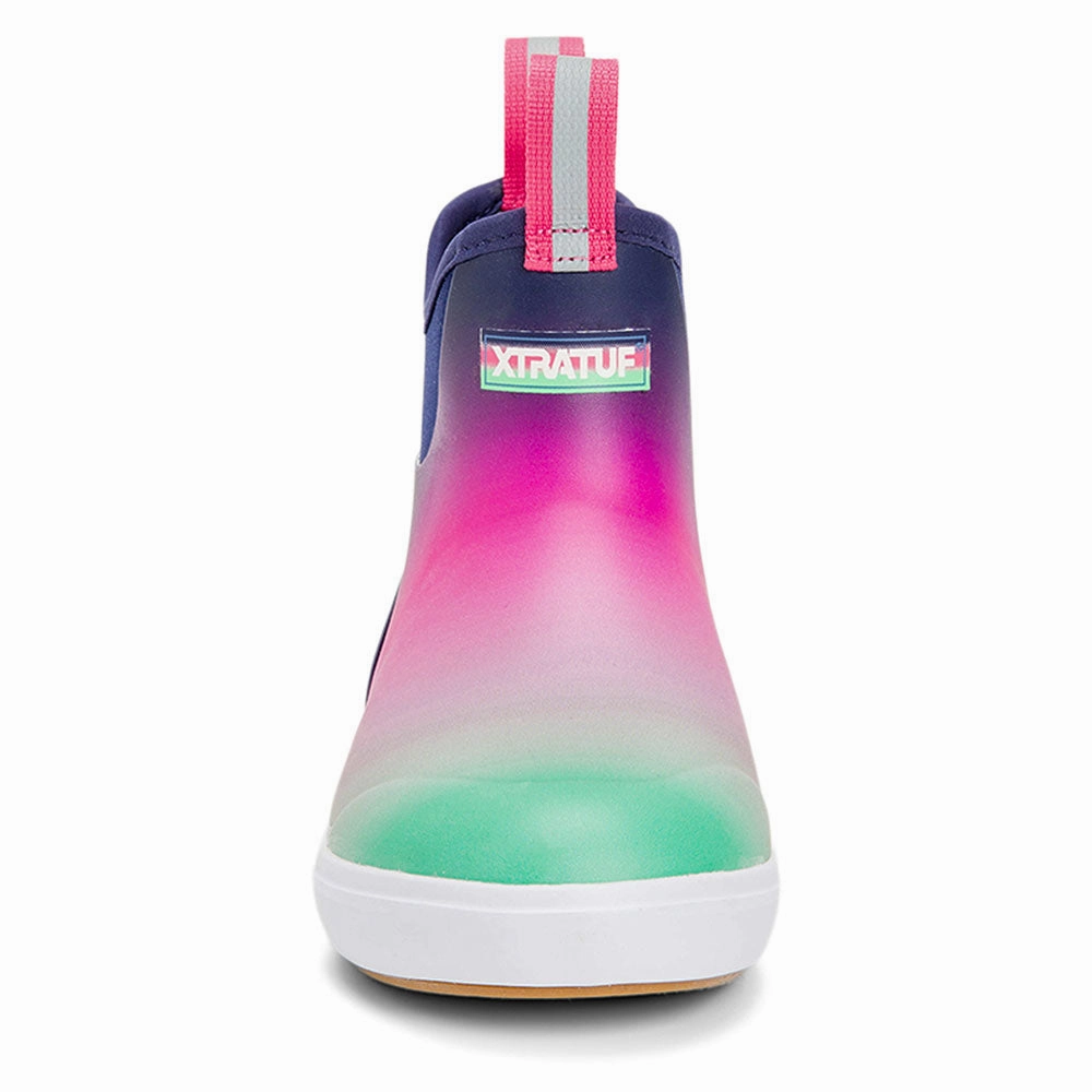 XTRATUF Women's Ankle Deck Boots- Purple Aurora Waterproof Spray Uk