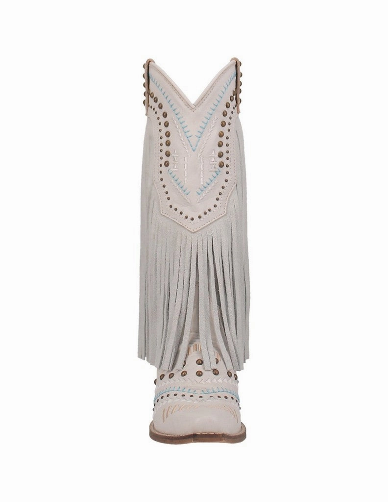 Dingo Western Boots Women's 13" Gypsy Fringe Snip DI737 WHT Winter Dress Shoes