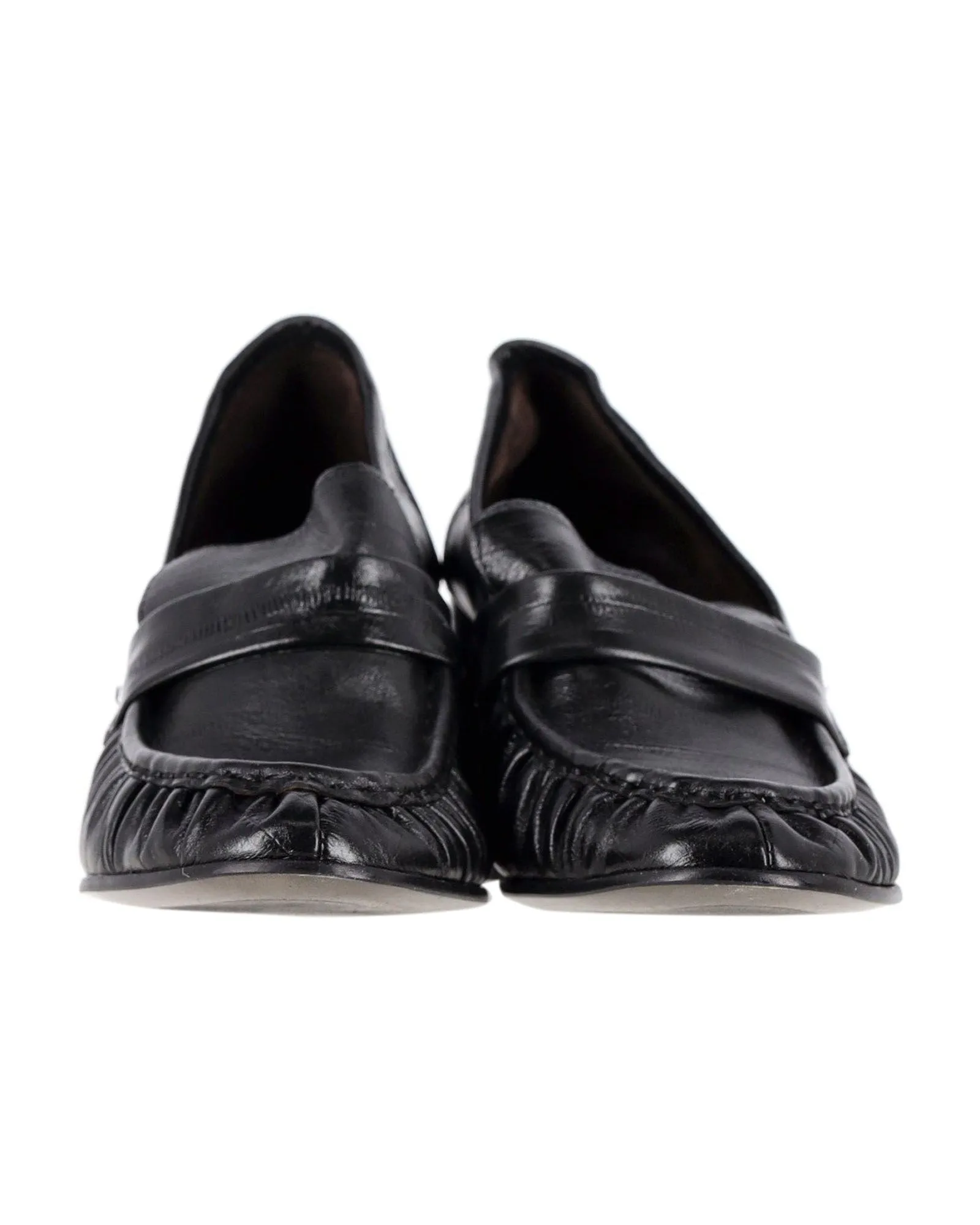 The Row Pleated Loafer Pumps in Black Leather Casual Work Loafers