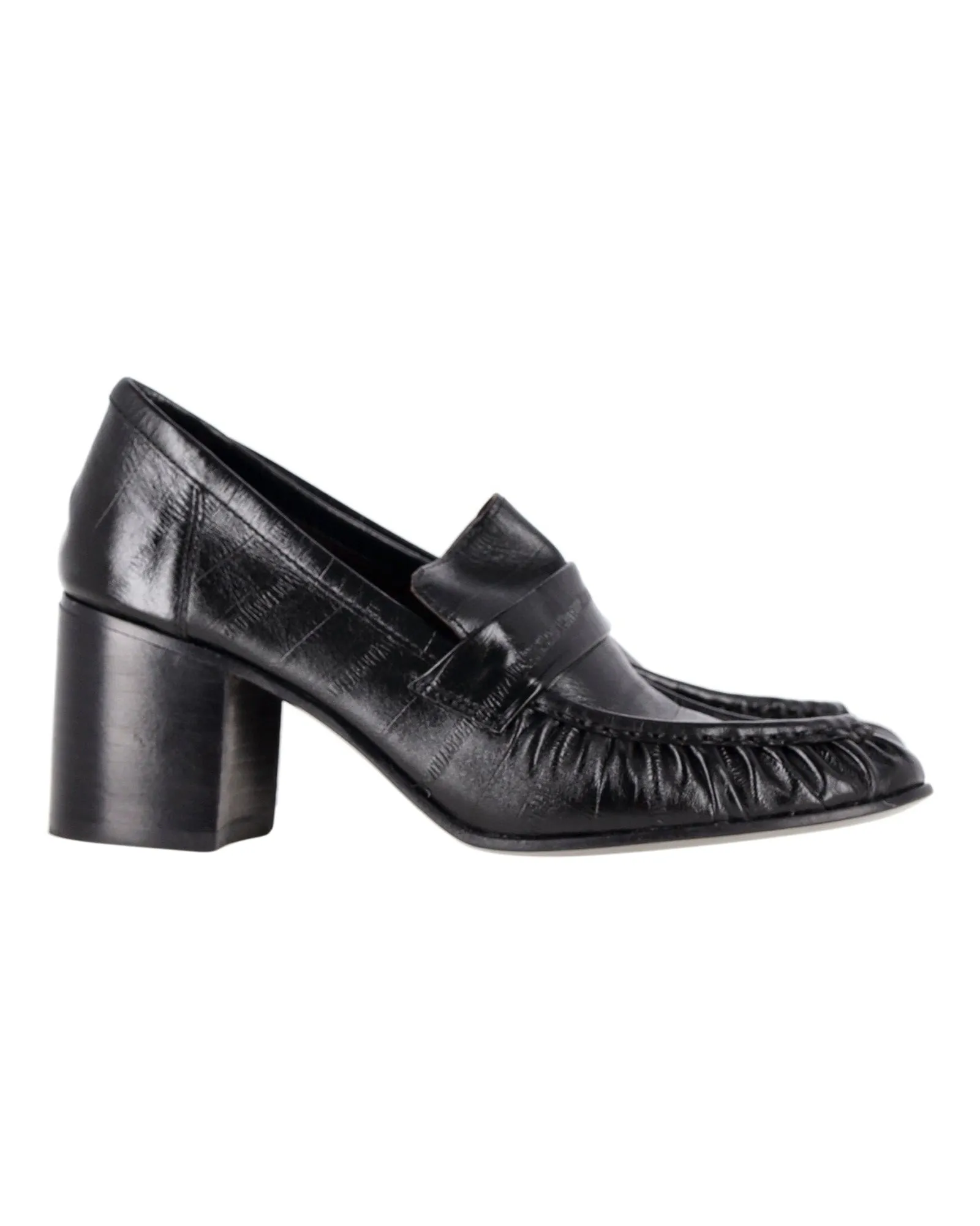 Loafers With Sweatpants The Row Pleated Loafer Pumps in Black Leather