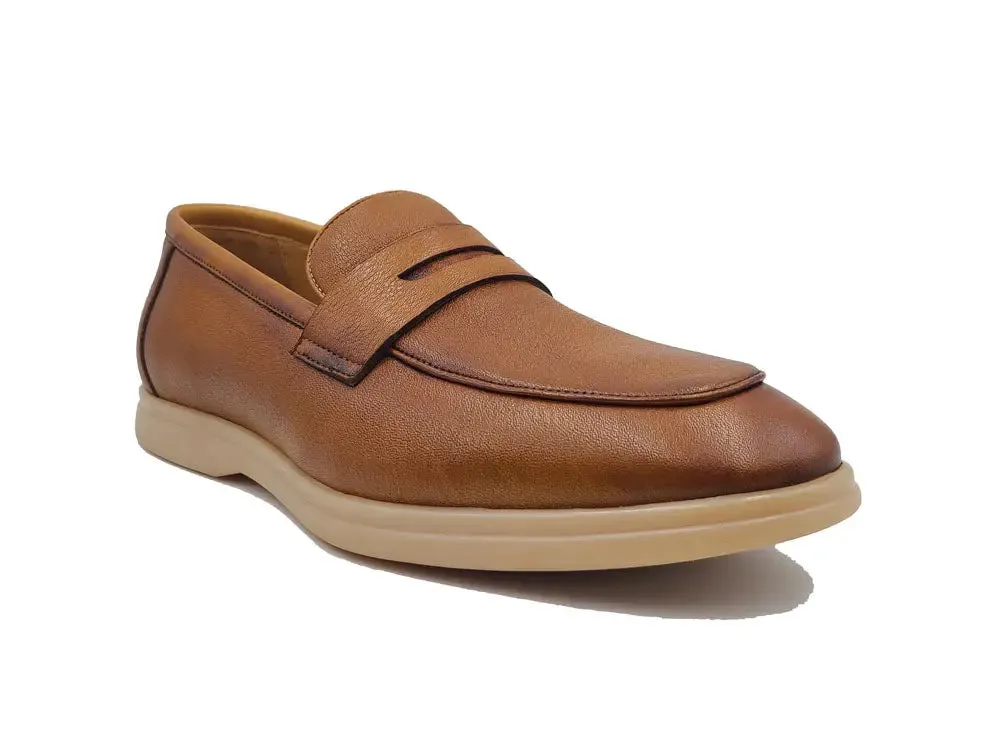 Tumble Calfskin Penny Loafer Croc Loafers